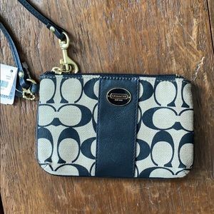 Coach Classic Khaki / Black Wristlet - NWT
